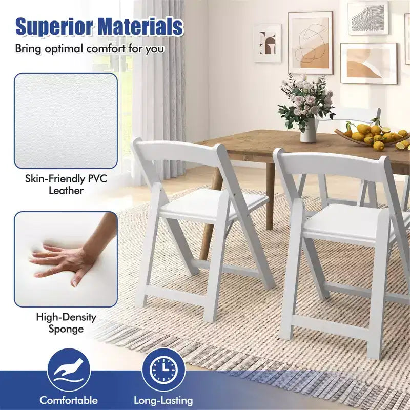 Set di 4 sedie da pranzo Costway con gambe in legno di gomma e seduta imbottita per eventi in casa o in ufficio