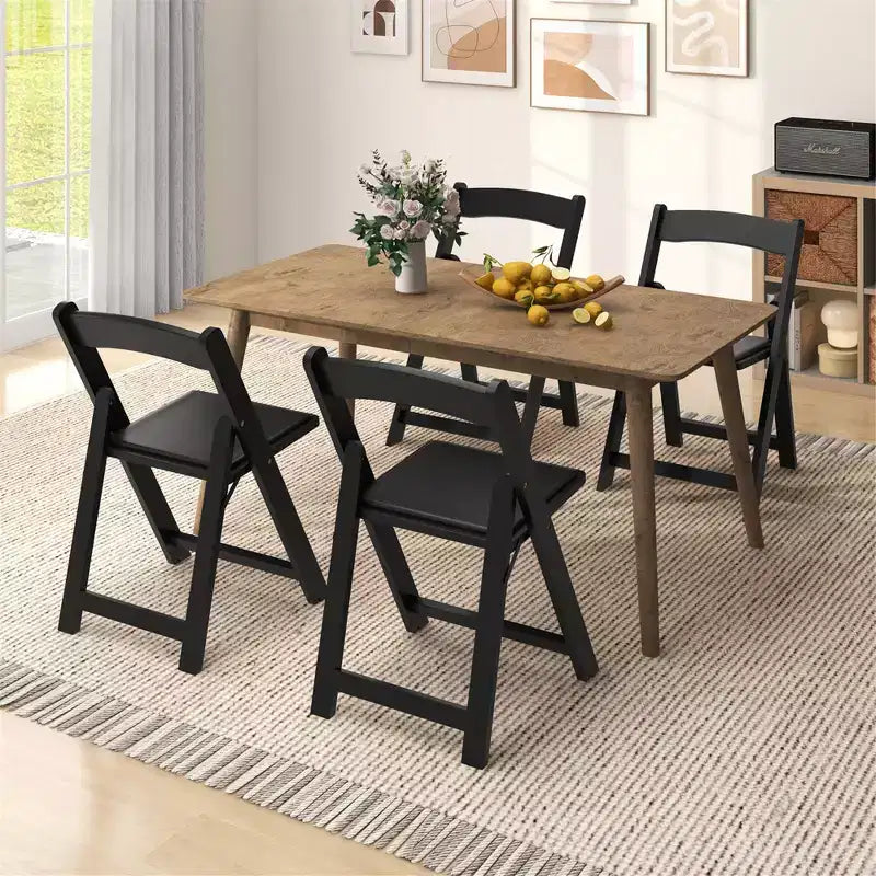 Set di 4 sedie da pranzo Costway con gambe in legno di gomma e seduta imbottita per eventi in casa o in ufficio