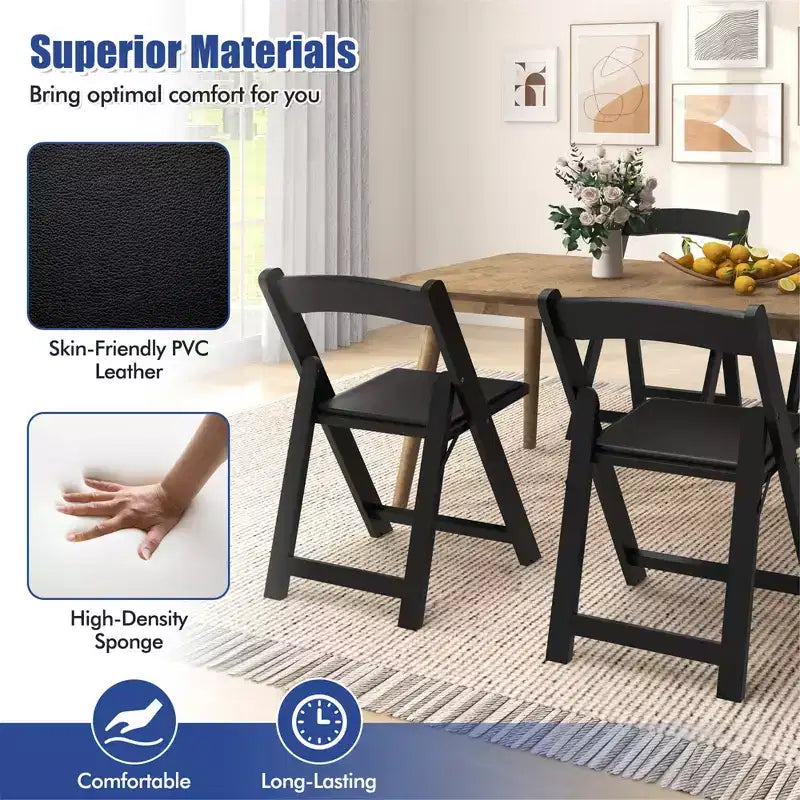 Set di 4 sedie da pranzo Costway con gambe in legno di gomma e seduta imbottita per eventi in casa o in ufficio