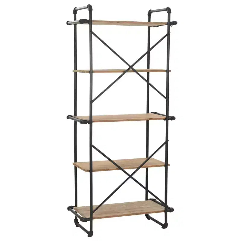 vidaXL Libreria da Parete Scaffale Portaoggetti Scaffalatura in Legno Massello di Abete e Acciaio