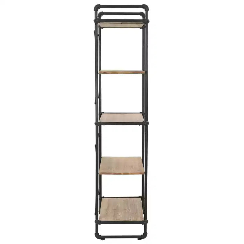 vidaXL Libreria da Parete Scaffale Portaoggetti Scaffalatura in Legno Massello di Abete e Acciaio