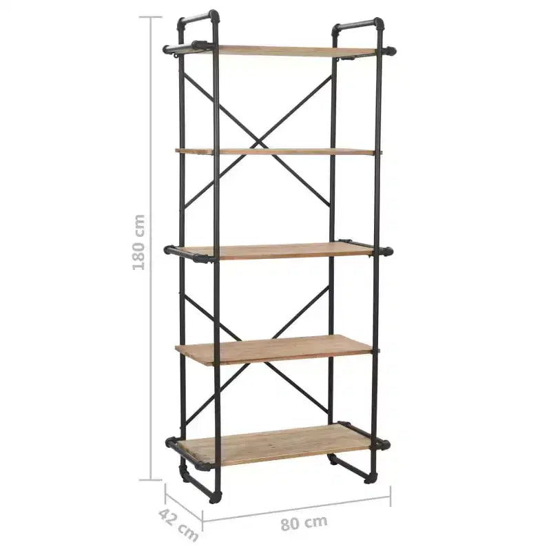vidaXL Libreria da Parete Scaffale Portaoggetti Scaffalatura in Legno Massello di Abete e Acciaio