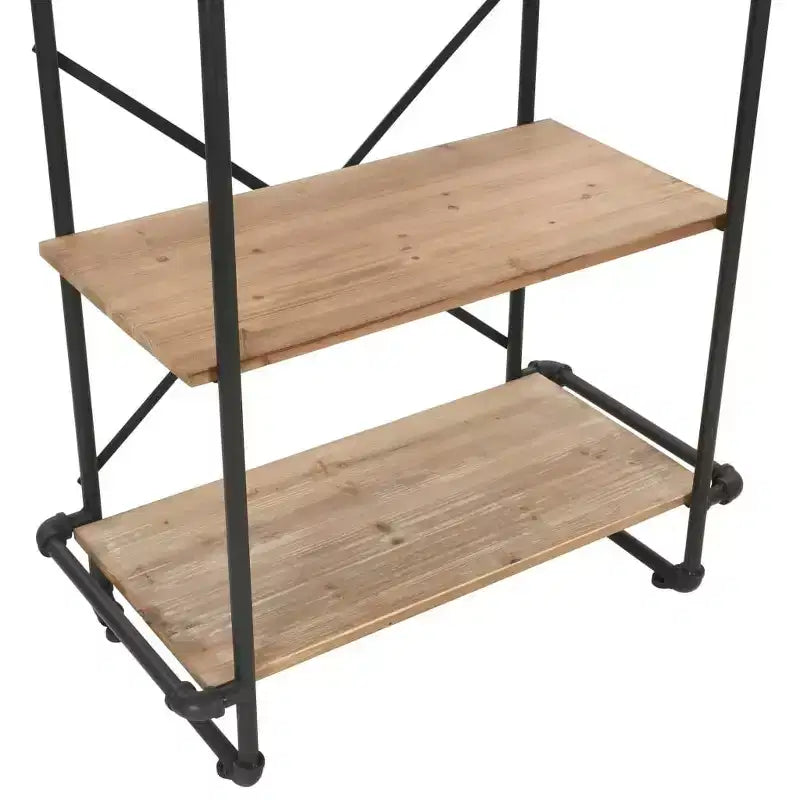 vidaXL Libreria da Parete Scaffale Portaoggetti Scaffalatura in Legno Massello di Abete e Acciaio