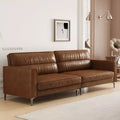 Luck Live Contemporary 86.61 inch Luxury Brown Oil Wax Leather Couch - High-End Vintage Sofa with Sturdy Frame and Cozy Feel Brown