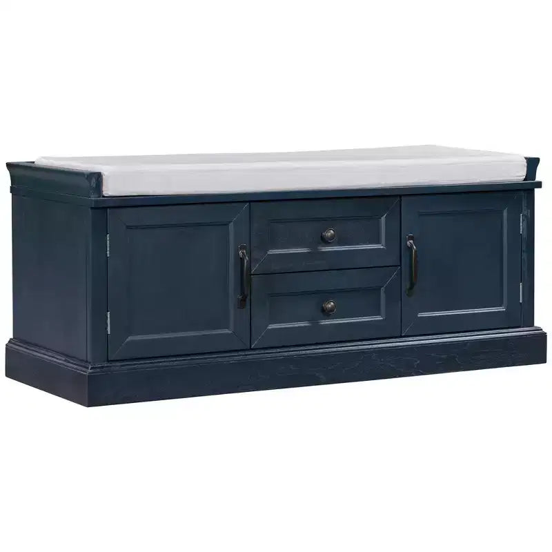 Panca Contenitore in Legno, Panca Contenitore da Ingresso con Cassetti e Ante, Panca Portascarpe da Foyer con Cuscino Rimovibile per Ingresso, Camera da Letto, Soggiorno