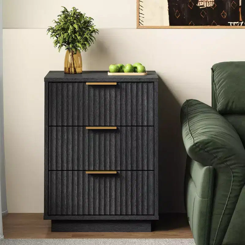 Heynemo 3-Drawer Low Storage Cabinet, Compact Modern Dresser for Bedroom, Living Room, or Entryway