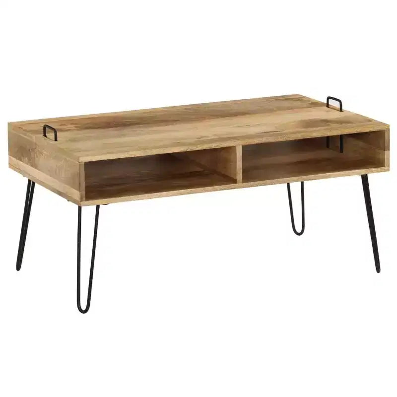 Tavolino da caffè in legno massello di mango – Finitura naturale, 100x60x45 cm, Soggiorno