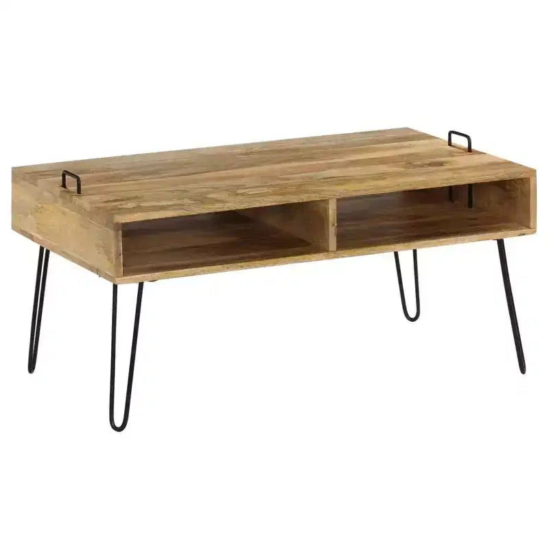 Tavolino da caffè in legno massello di mango – Finitura naturale, 100x60x45 cm, Soggiorno
