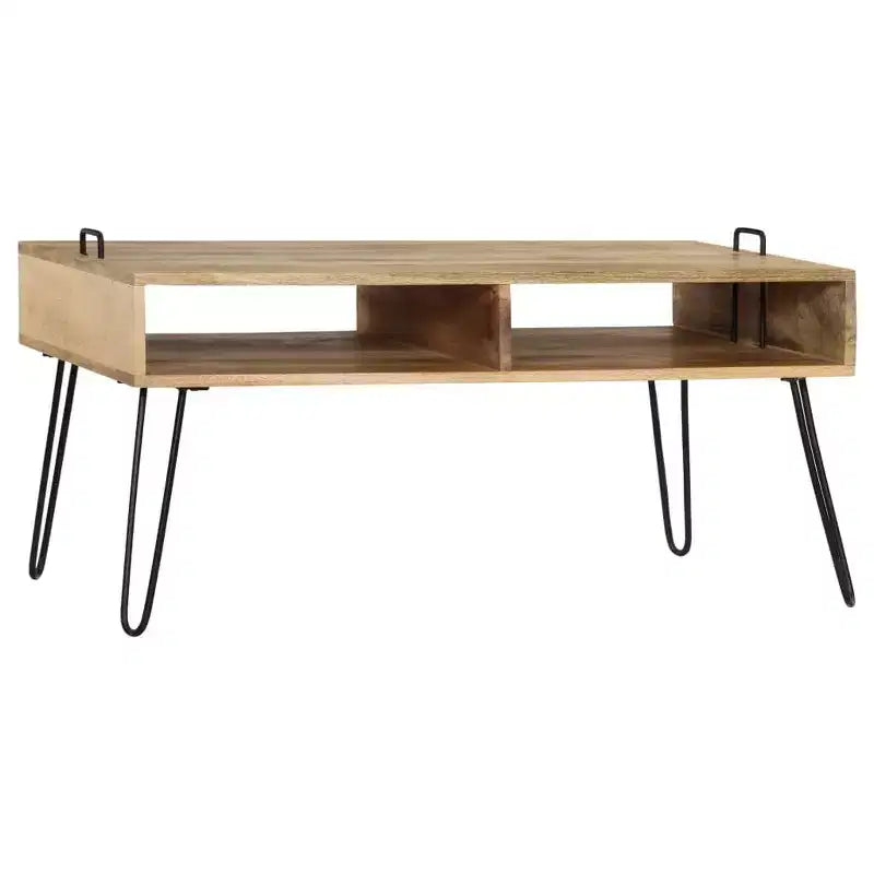 Tavolino da caffè in legno massello di mango – Finitura naturale, 100x60x45 cm, Soggiorno