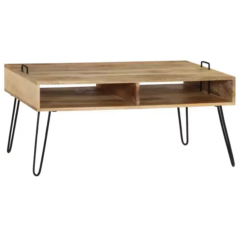 Tavolino da caffè in legno massello di mango – Finitura naturale, 100x60x45 cm, Soggiorno