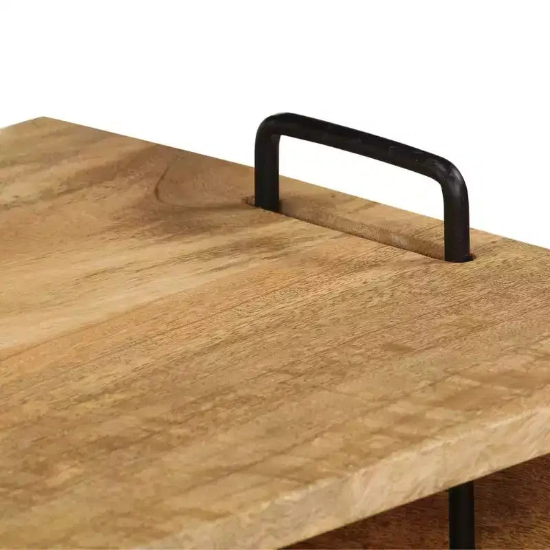 Tavolino da caffè in legno massello di mango – Finitura naturale, 100x60x45 cm, Soggiorno