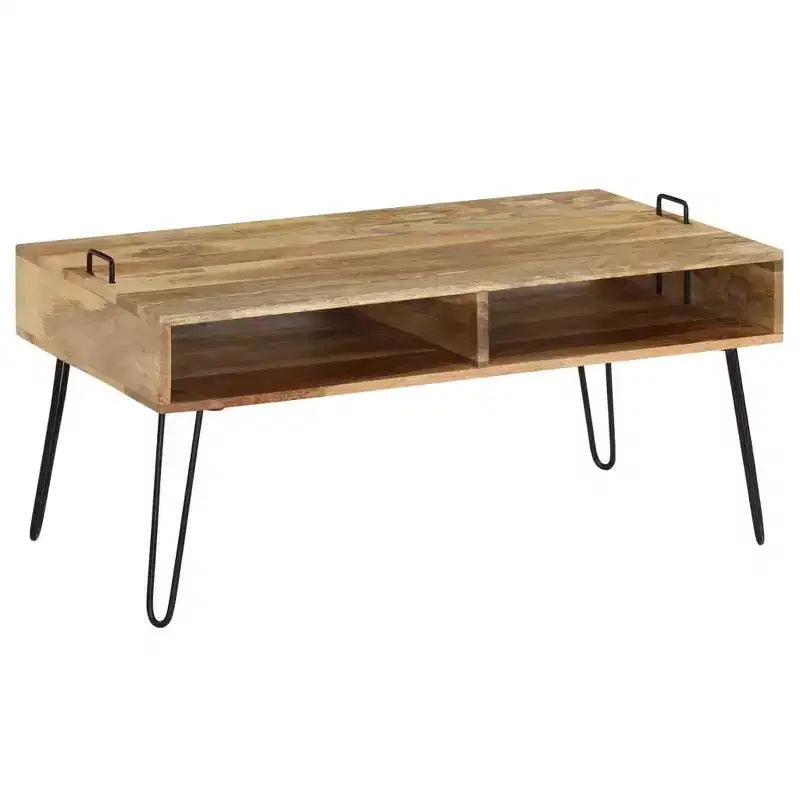 Tavolino da caffè in legno massello di mango – Finitura naturale, 100x60x45 cm, Soggiorno