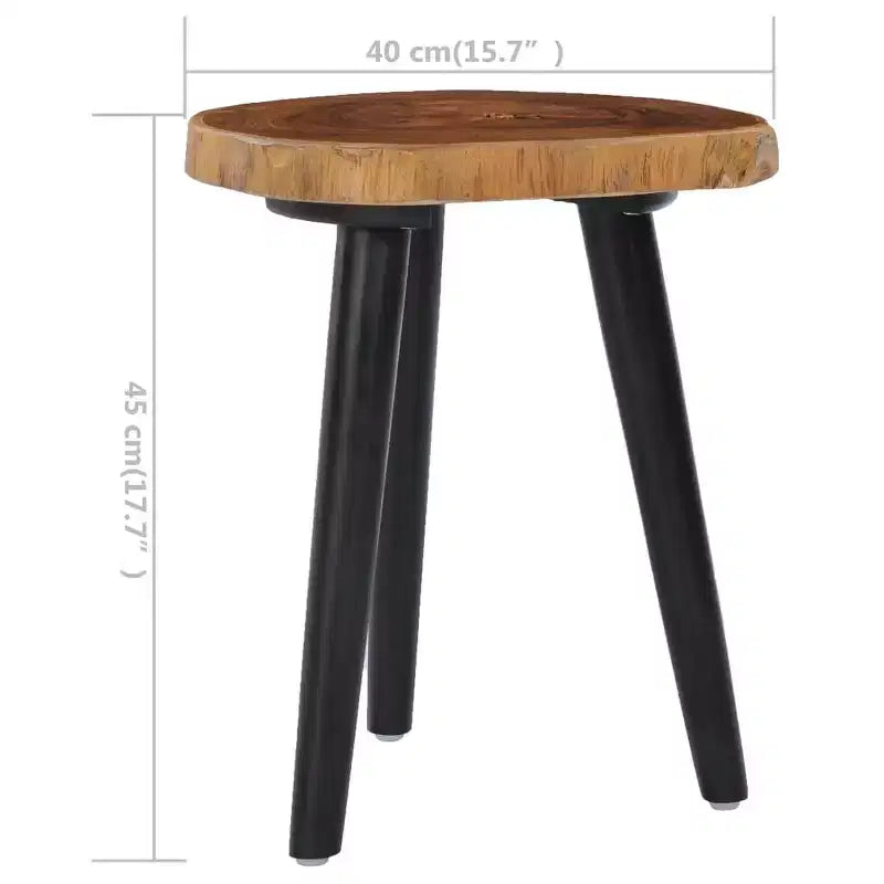 Tavolino da Caffè in Legno Massello di Teak – Finitura Naturale, 40x45 cm, Tavolino Laterale da Soggiorno