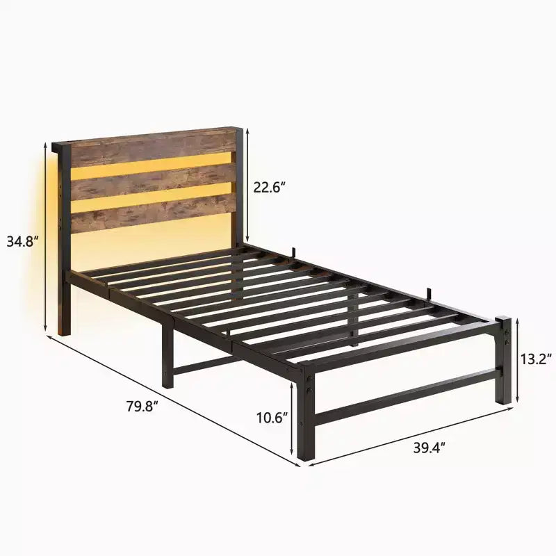 Struttura letto moderna con testiera contenitore, luci RGB e stazione di ricarica