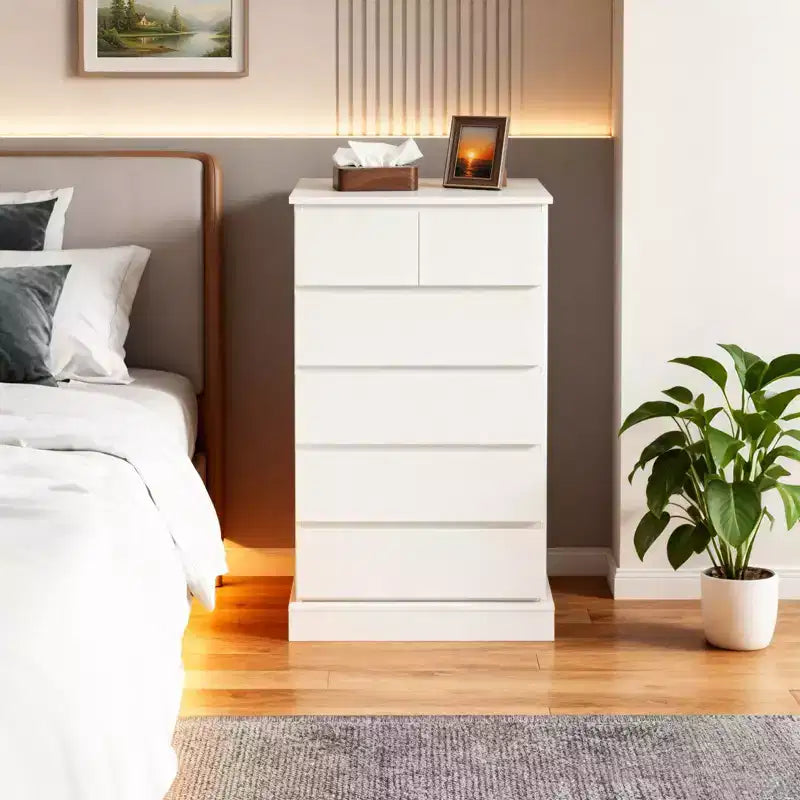 Comò Verticale Alto per Camera da Letto – Cassettiera Moderna con Maniglia Nascosta, Mobile Contenitore in Legno