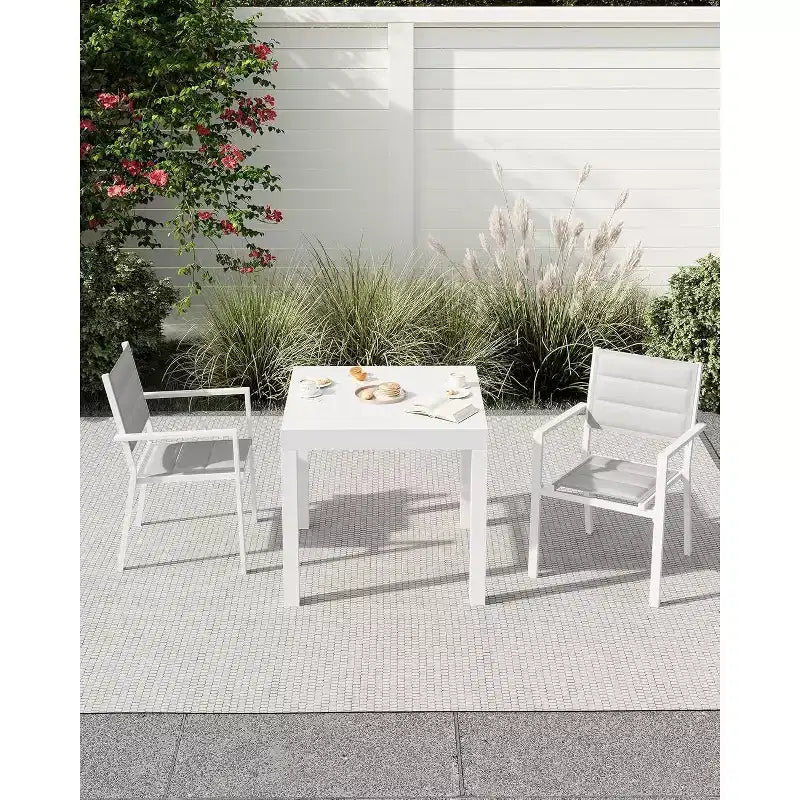 Tavolo da Patio Estensibile in Alluminio da 80 a 160 cm, Tavolo da Pranzo Rettangolare a Doghe per 4-6 Persone, Uso Esterno per Giardino, Portico e Piscina