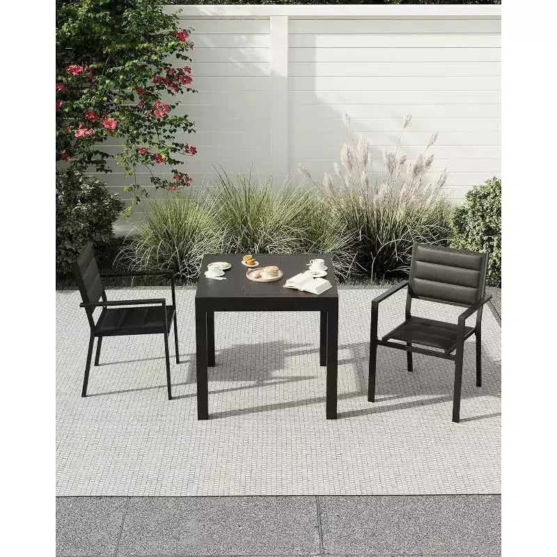 Tavolo da Patio Estensibile in Alluminio da 80 a 160 cm, Tavolo da Pranzo Rettangolare a Doghe per 4-6 Persone, Uso Esterno per Giardino, Portico e Piscina