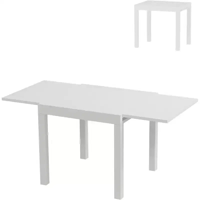 Tavolo da Patio Estensibile in Alluminio da 80 a 160 cm, Tavolo da Pranzo Rettangolare a Doghe per 4-6 Persone, Uso Esterno per Giardino, Portico e Piscina