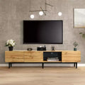 Clihome Modern TV Stand with 4 Cabinets& Open Shelves, Color-matching Media Console Table for TVs up to 80 with LED Light