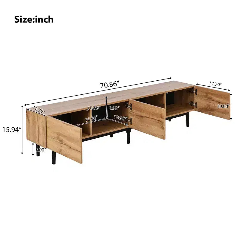 Mobili TV moderni Clihome con 4 armadietti e mensole aperte, tavolo consolle multimediale abbinato per TV fino a 80 pollici con luce LED