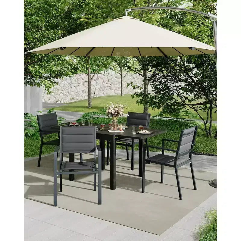 Set di 2 sedie da pranzo in alluminio per patio con braccioli e seduta più ampia, sedie impilabili per tutte le stagioni per balcone, giardino, cortile