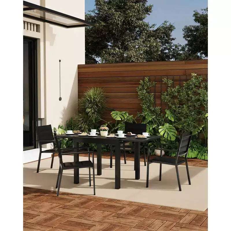 Set di 2 sedie da pranzo in alluminio per patio con braccioli e seduta più ampia, sedie impilabili per tutte le stagioni per balcone, giardino, cortile