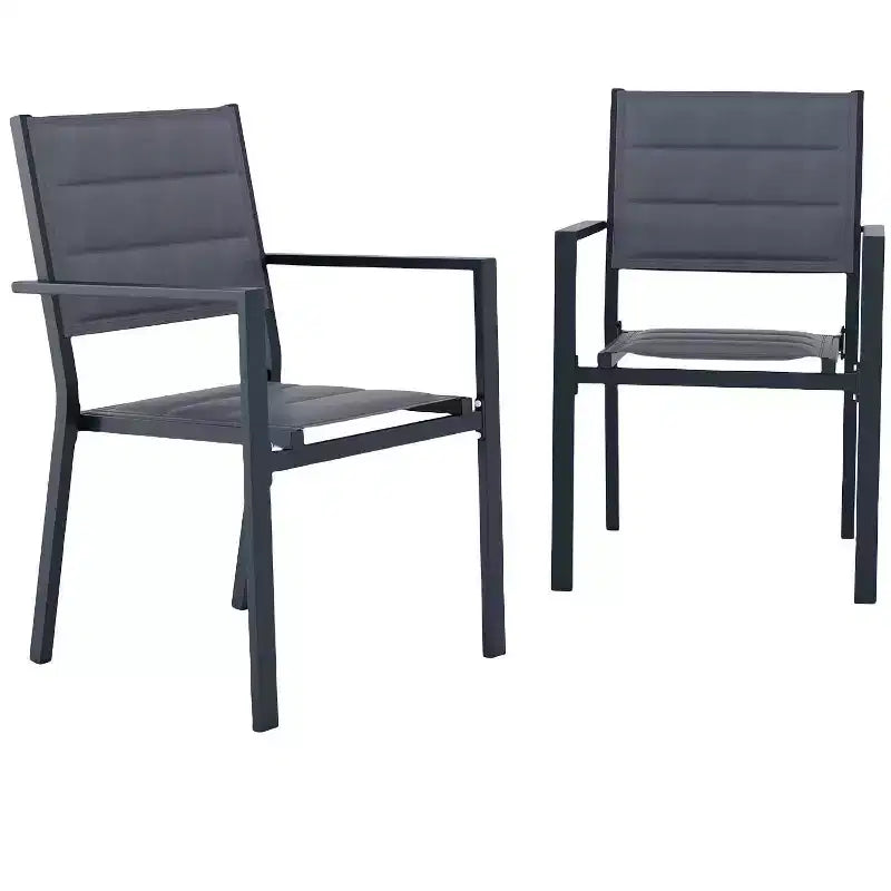 Set di 2 sedie da pranzo in alluminio per patio con braccioli e seduta più ampia, sedie impilabili per tutte le stagioni per balcone, giardino, cortile