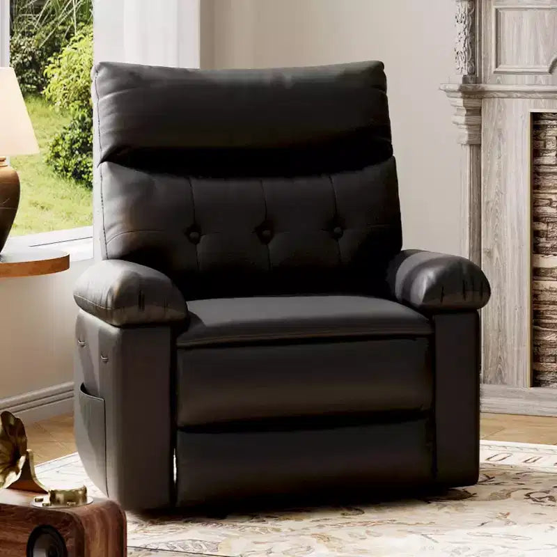 Poltrona reclinabile oversize - Poltrona reclinabile manuale in pelle PU per adulti, comoda poltrona reclinabile con braccioli e schienale imbottiti, tasca laterale, divano singolo