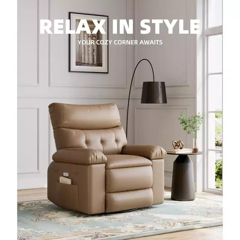 Poltrona reclinabile oversize - Poltrona reclinabile manuale in pelle PU per adulti, comoda poltrona reclinabile con braccioli e schienale imbottiti, tasca laterale, divano singolo