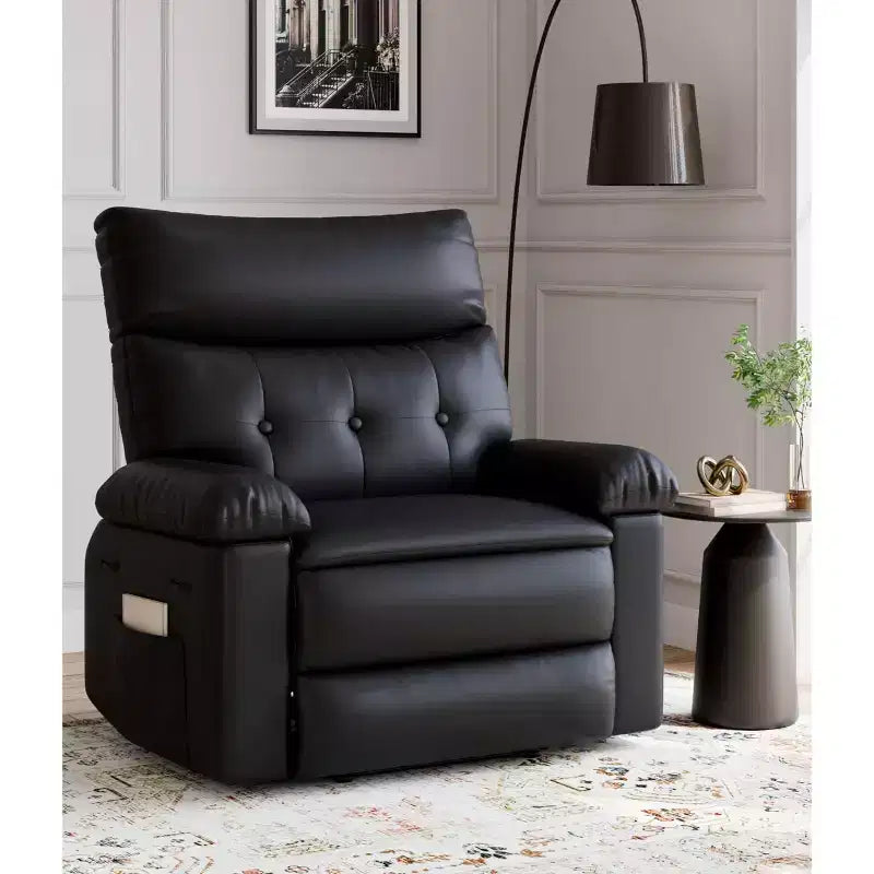 Poltrona reclinabile oversize - Poltrona reclinabile manuale in pelle PU per adulti, comoda poltrona reclinabile con braccioli e schienale imbottiti, tasca laterale, divano singolo