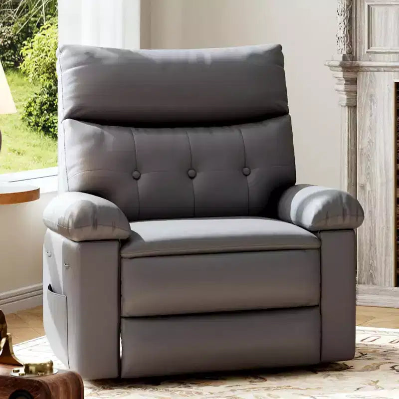 Poltrona reclinabile oversize - Poltrona reclinabile manuale in pelle PU per adulti, comoda poltrona reclinabile con braccioli e schienale imbottiti, tasca laterale, divano singolo