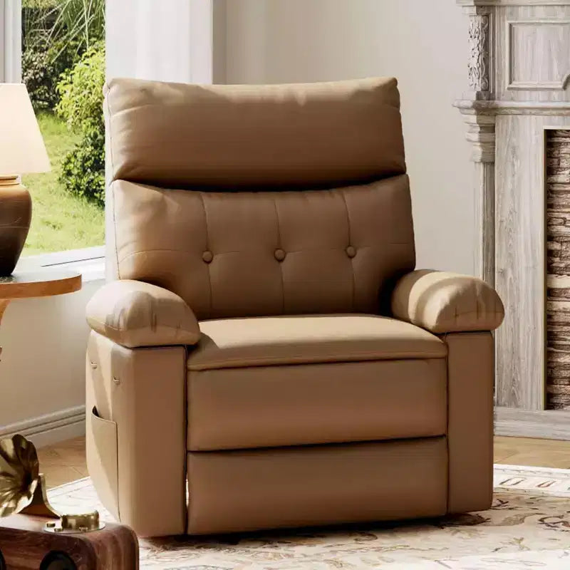Poltrona reclinabile oversize - Poltrona reclinabile manuale in pelle PU per adulti, comoda poltrona reclinabile con braccioli e schienale imbottiti, tasca laterale, divano singolo