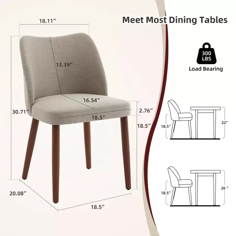 Set di 2 sedie da pranzo, sedie da pranzo imbottite con gambe in legno, schienale ad alette, cuscini spessi, per sala da pranzo, soggiorno