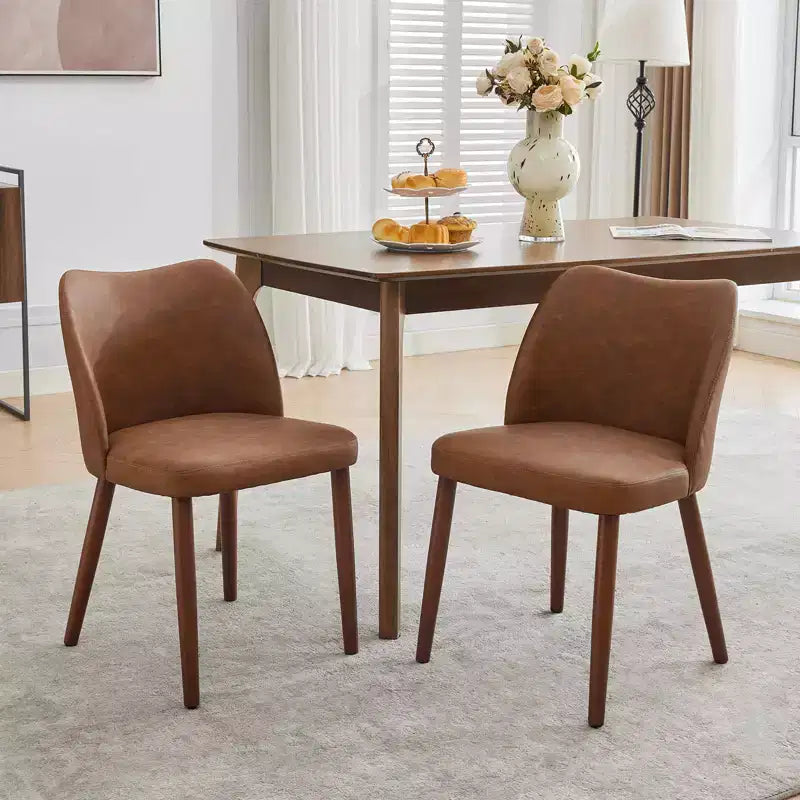Dining Chairs Set of 2, Upholstered Dining Chair with Wood Legs, Wing Backrest, Thick Cushions, for Dining Room, Living Room