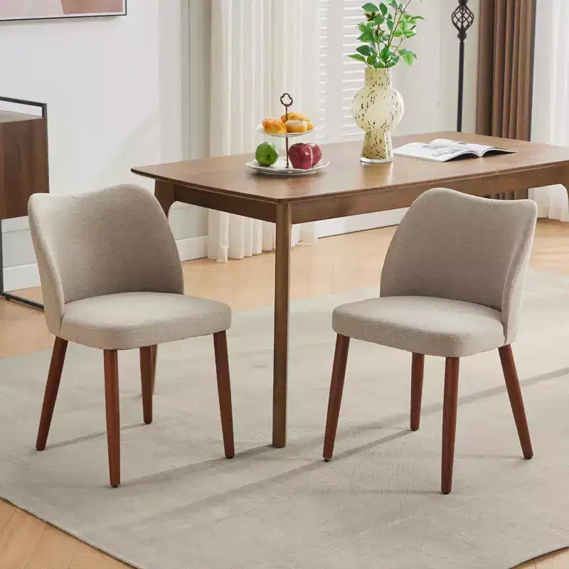 Set di 2 sedie da pranzo, sedie da pranzo imbottite con gambe in legno, schienale ad alette, cuscini spessi, per sala da pranzo, soggiorno
