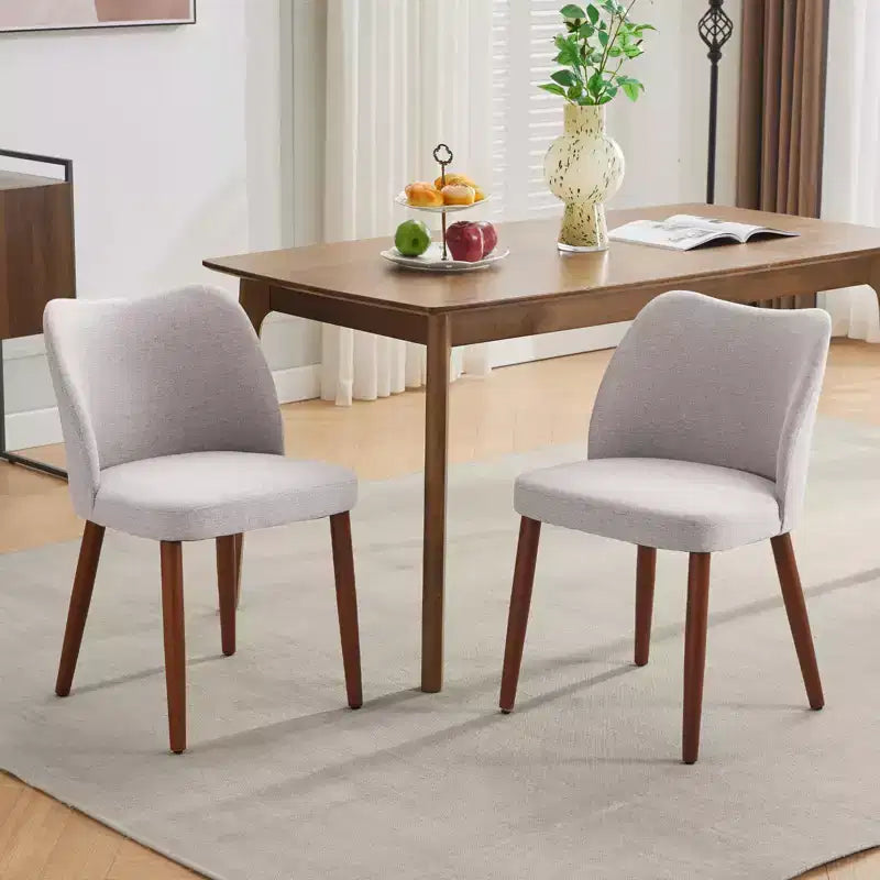 Set di 2 sedie da pranzo, sedie da pranzo imbottite con gambe in legno, schienale ad alette, cuscini spessi, per sala da pranzo, soggiorno