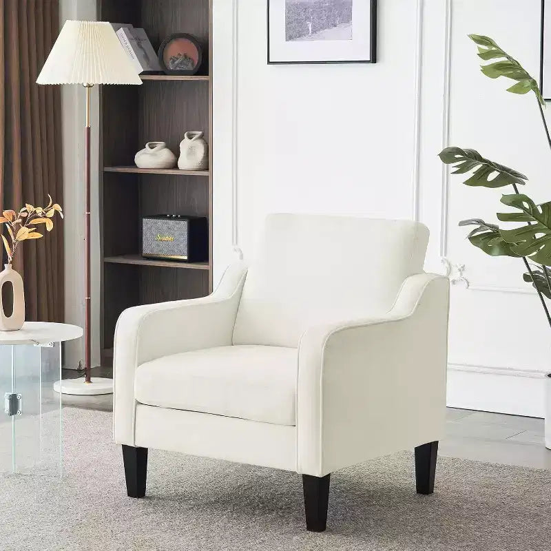 VINGLI Poltrona di design per soggiorno, sedia da lettura, sedia moderna di metà secolo, sedia divano in ciniglia morbida, poltrona imbottita, sedia laterale comoda