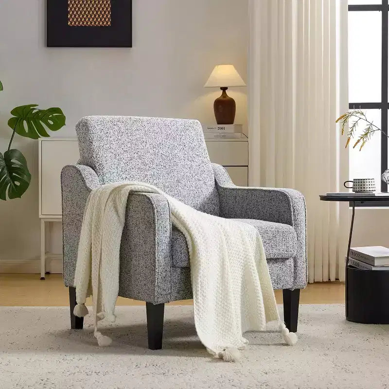 VINGLI Poltrona di design per soggiorno, sedia da lettura, sedia moderna di metà secolo, sedia divano in ciniglia morbida, poltrona imbottita, sedia laterale comoda