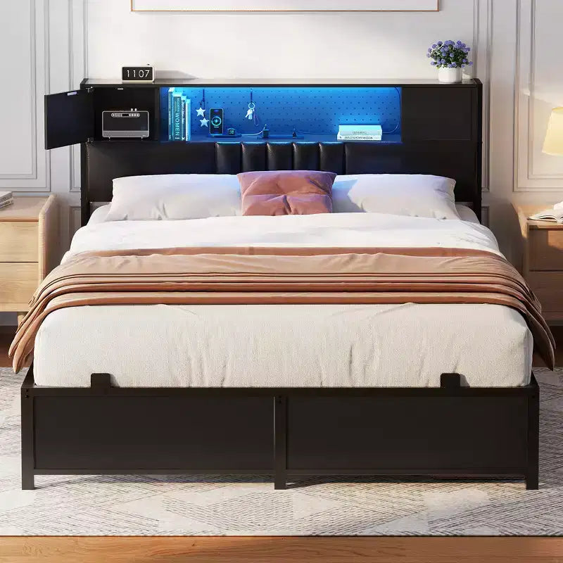 Besiost Base Letto con Luce LED e Stazione di Ricarica