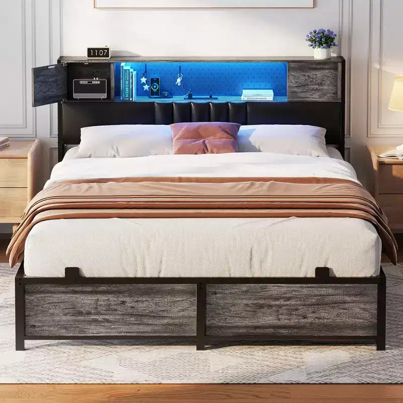 Besiost Base Letto con Luce LED e Stazione di Ricarica