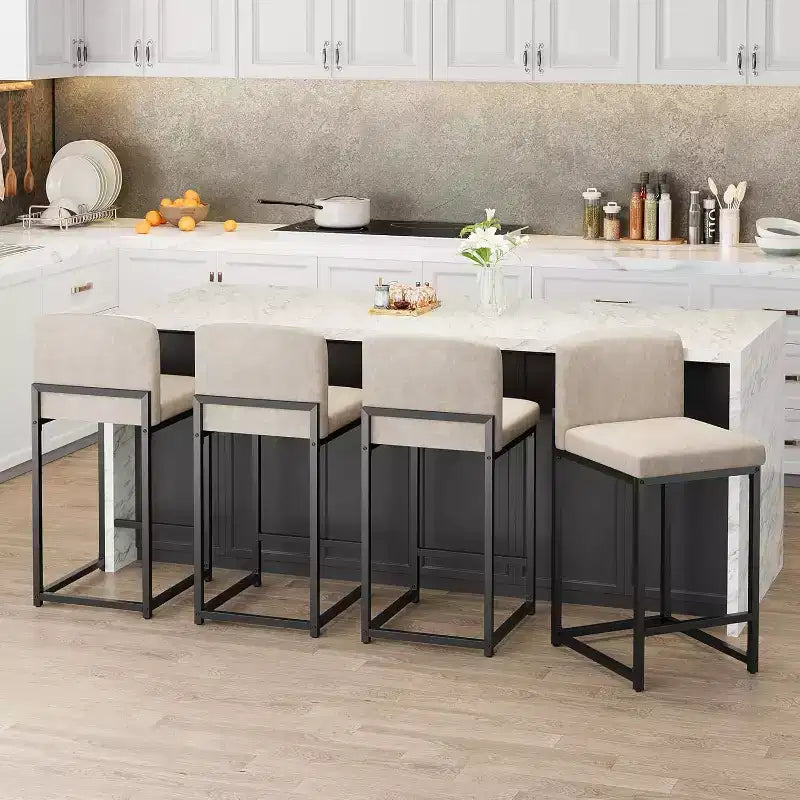 2 Sgabelli da Bar Moderni, Sedie da Bancone Rivestite in Ecopelle Altezza 63 cm con Schienale e Piedini Antiscivolo Regolabili per Isola della Cucina