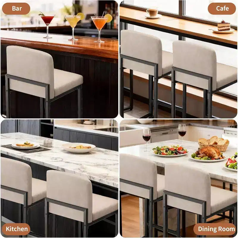 2 Sgabelli da Bar Moderni, Sedie da Bancone Rivestite in Ecopelle Altezza 63 cm con Schienale e Piedini Antiscivolo Regolabili per Isola della Cucina