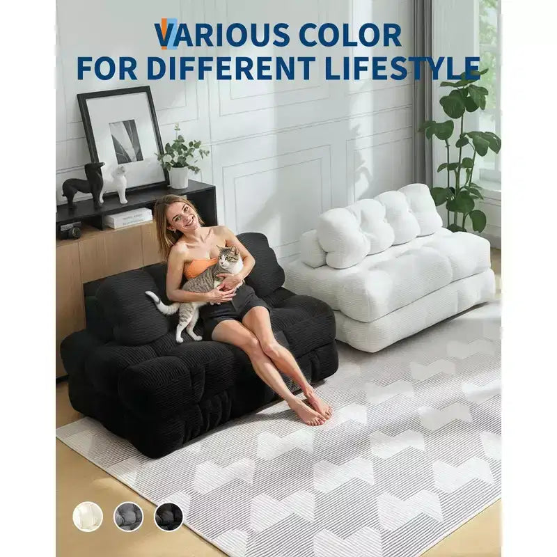 Divano Letto Pieghevole, Futon Singolo Convertibile con Schienale e Cuscino, Poltrona Letto Portatile Pieghevole per Soggiorno e Camera da Letto