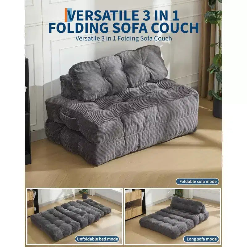 Divano Letto Pieghevole, Futon Singolo Convertibile con Schienale e Cuscino, Poltrona Letto Portatile Pieghevole per Soggiorno e Camera da Letto