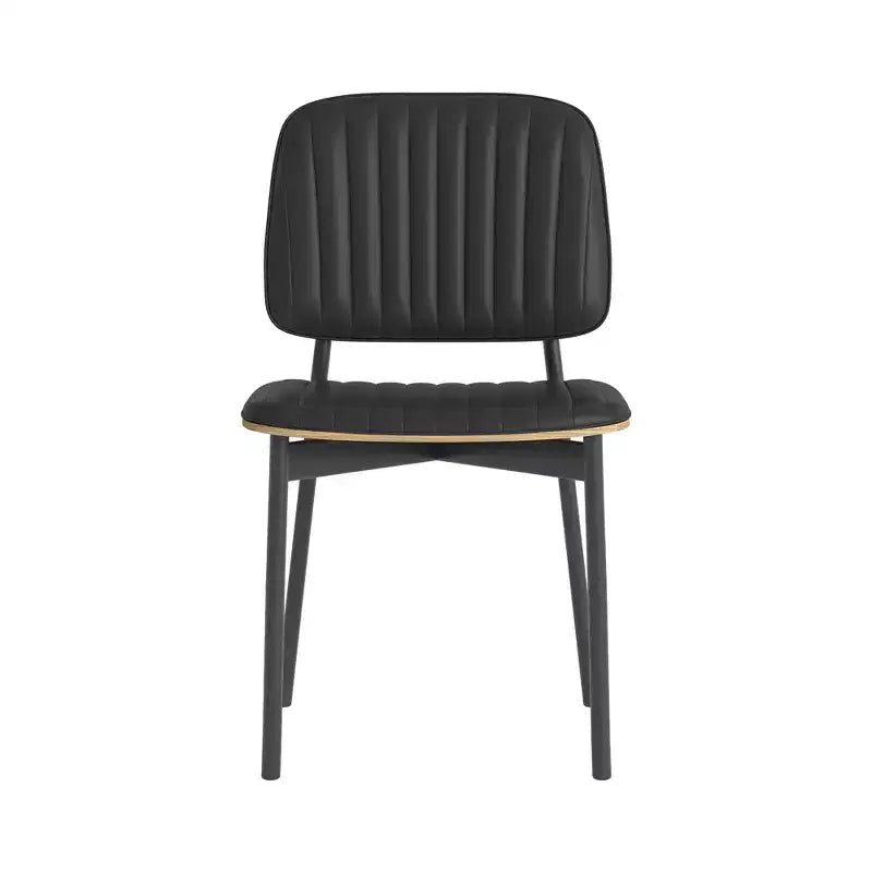 Sedia da pranzo Luck Live Farmhouse, schienale e seduta imbottiti in pelle, elegante sedia laterale per cucina, sala da pranzo, soggiorno, nero