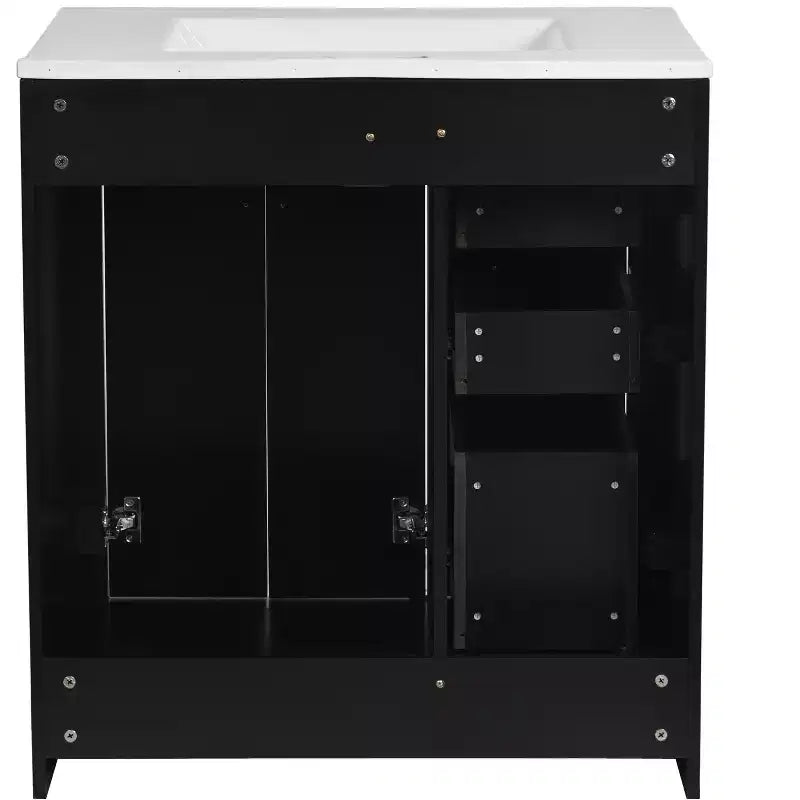Mobile bagno 76 cm con lavabo, Mobiletto bagno con cassetti, Mobiletto bagno con lavabo singolo e ante con chiusura ammortizzata
