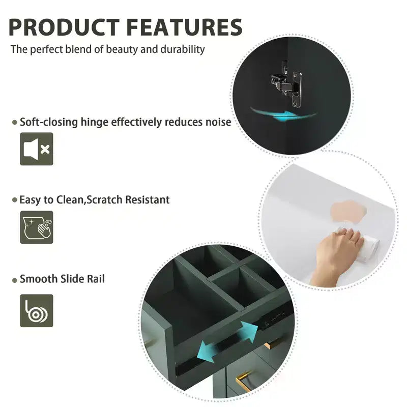 Mobile bagno 76 cm con lavabo, Mobiletto bagno con cassetti, Mobiletto bagno con lavabo singolo e ante con chiusura ammortizzata