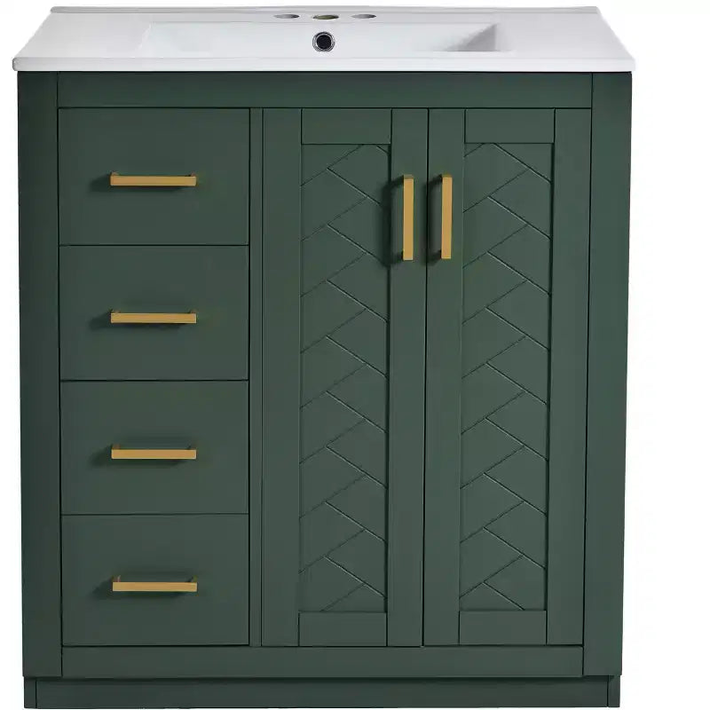 Mobile bagno 76 cm con lavabo, Mobiletto bagno con cassetti, Mobiletto bagno con lavabo singolo e ante con chiusura ammortizzata