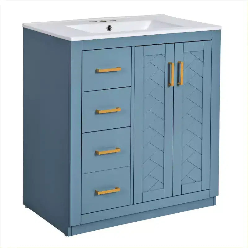 Mobile bagno 76 cm con lavabo, Mobiletto bagno con cassetti, Mobiletto bagno con lavabo singolo e ante con chiusura ammortizzata