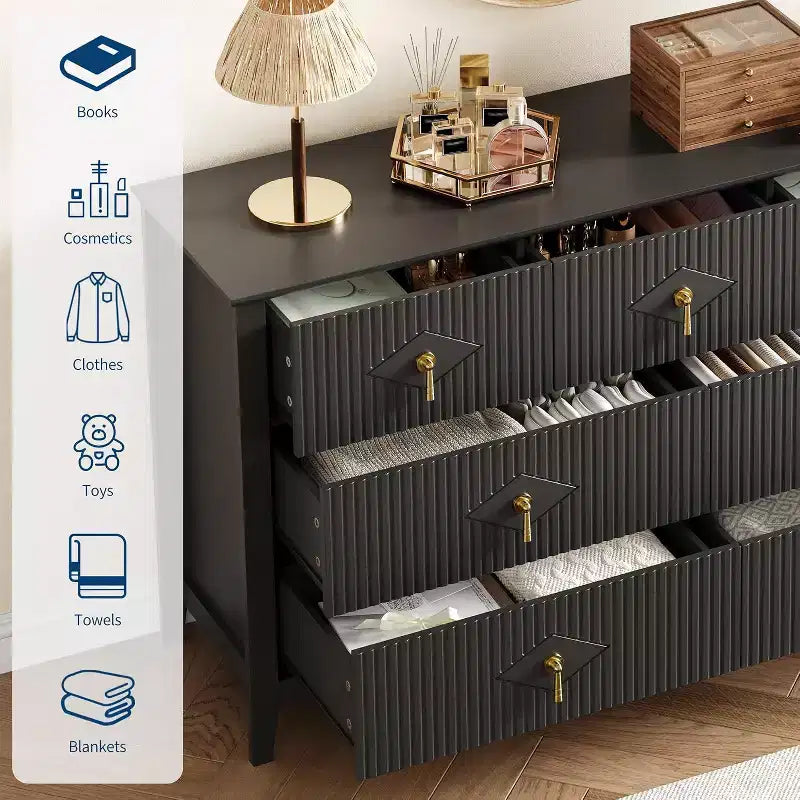 Acekool Cassettiera a 7 cassetti da 54 pollici, Mobile contenitore ampio con cassetti profondi e kit anti-ribaltamento